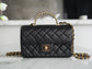 小香家-Chanel CF Mini 經典皮革穿繞雙c Logo 黑色