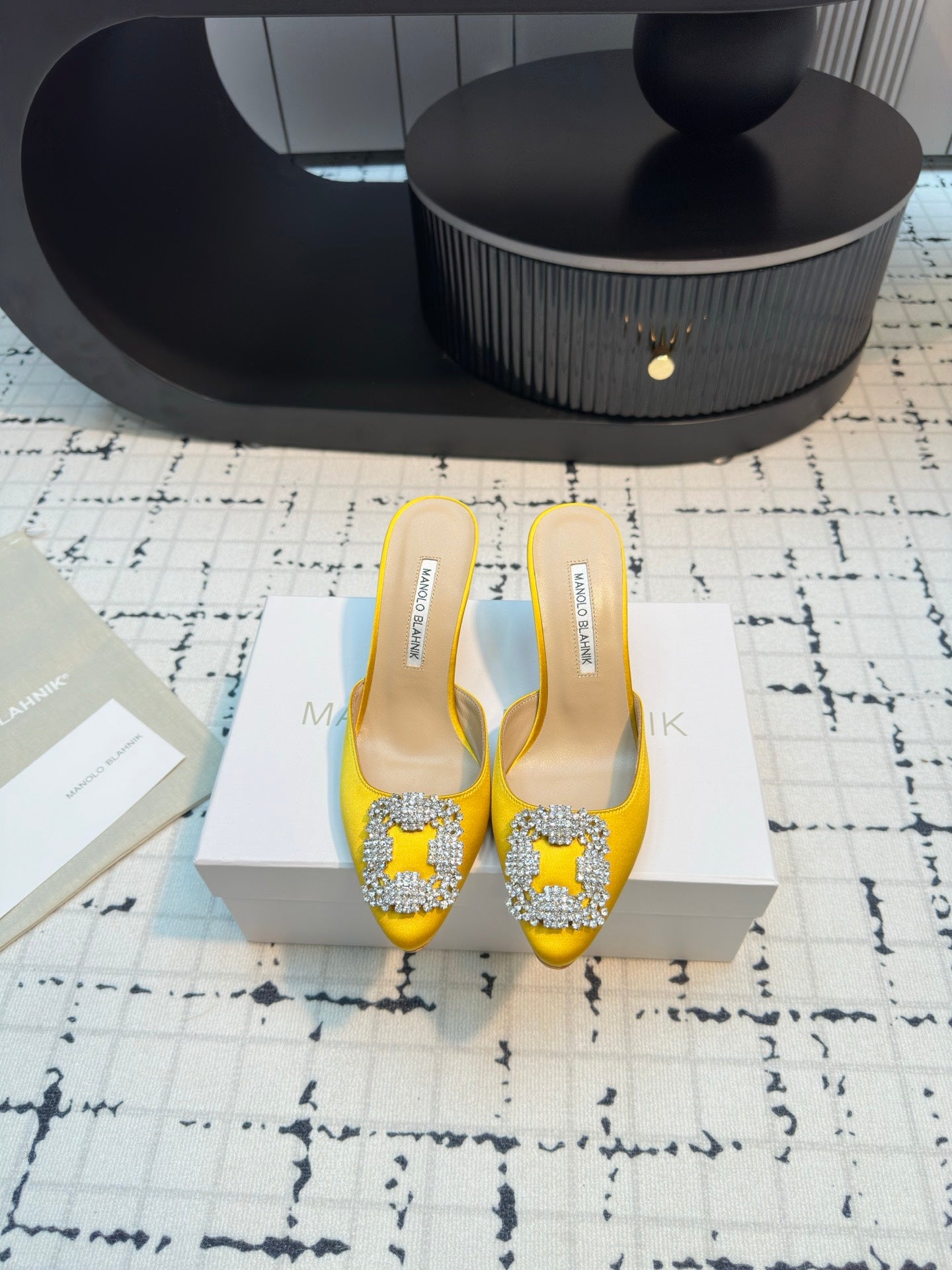 Manolo Blahnik-2024 高跟拖鞋 黃色