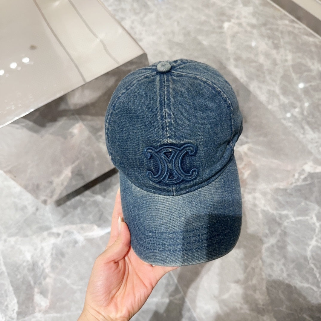 賽C家-新款水洗刺繡Logo棒球帽 丹寧色