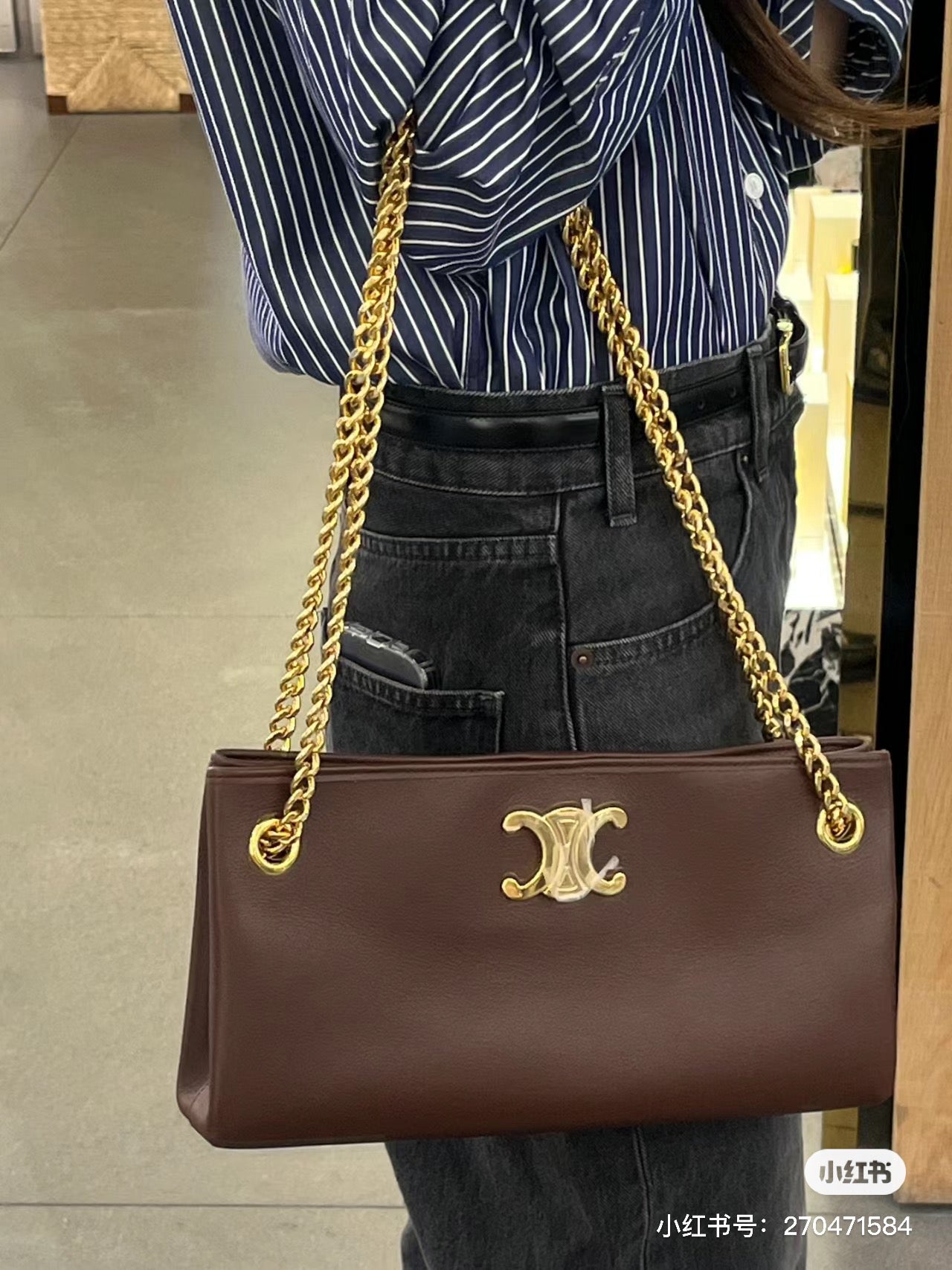 賽c家-新款 newspaper chain bag 雙鍊條腋下包 棕色
