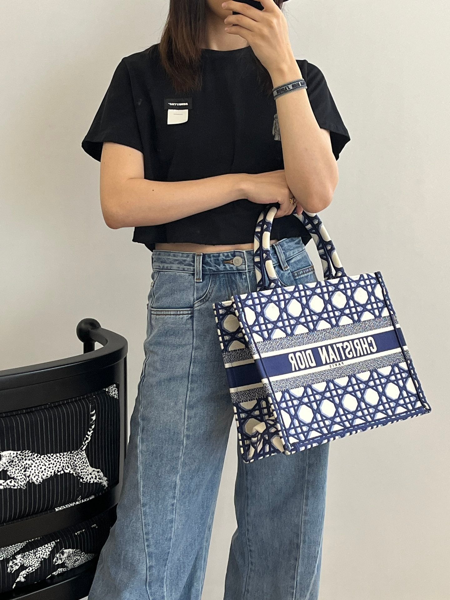 迪D家-2023春夏新款 Tote 藍白拼色 中號