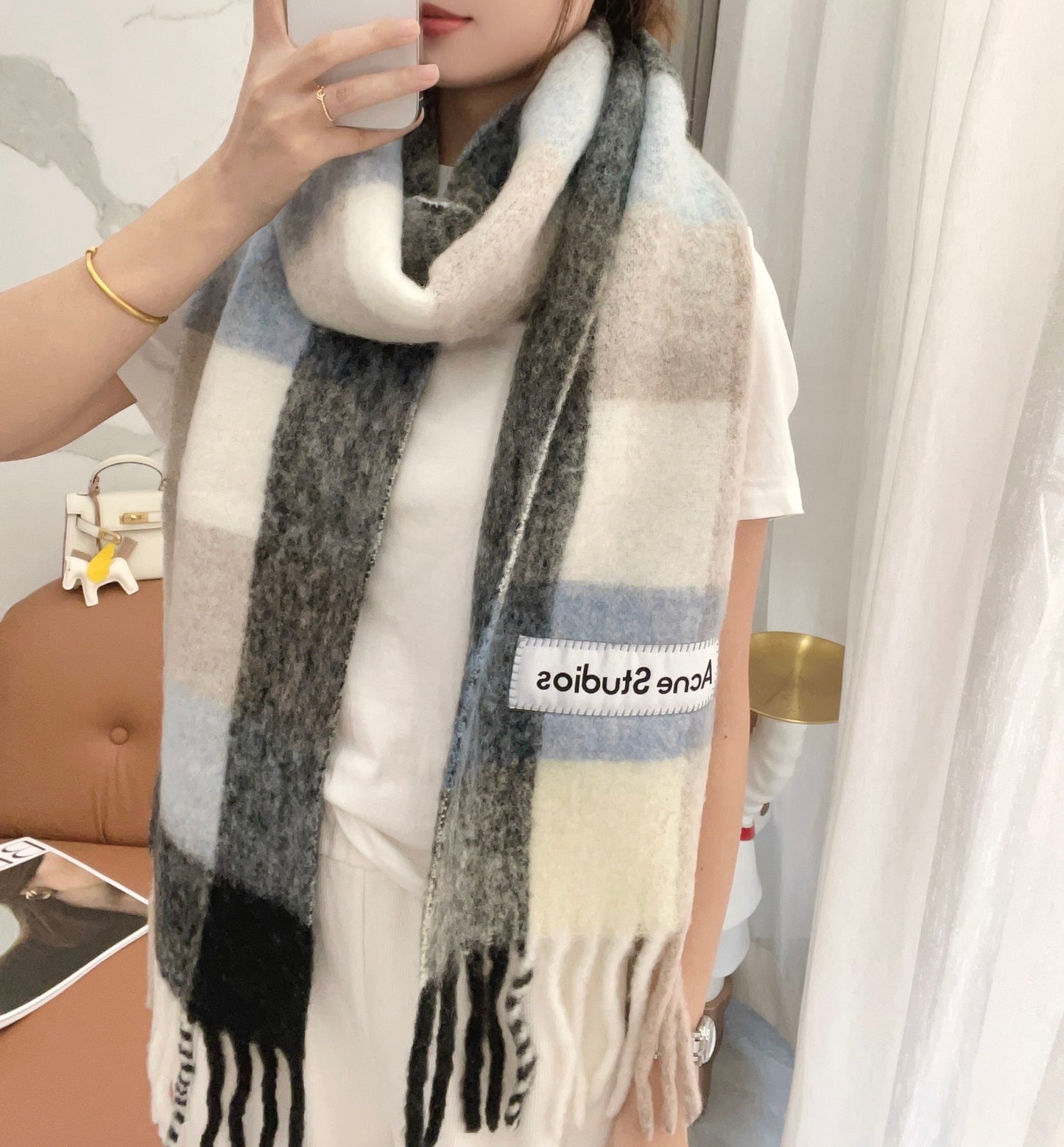 ACNE-2024彩虹圍巾 28*250 灰