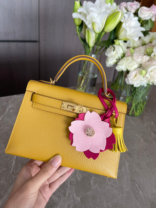 小愛款-Kelly mini 2代 19CM 山羊皮 9D琥珀黃 金扣