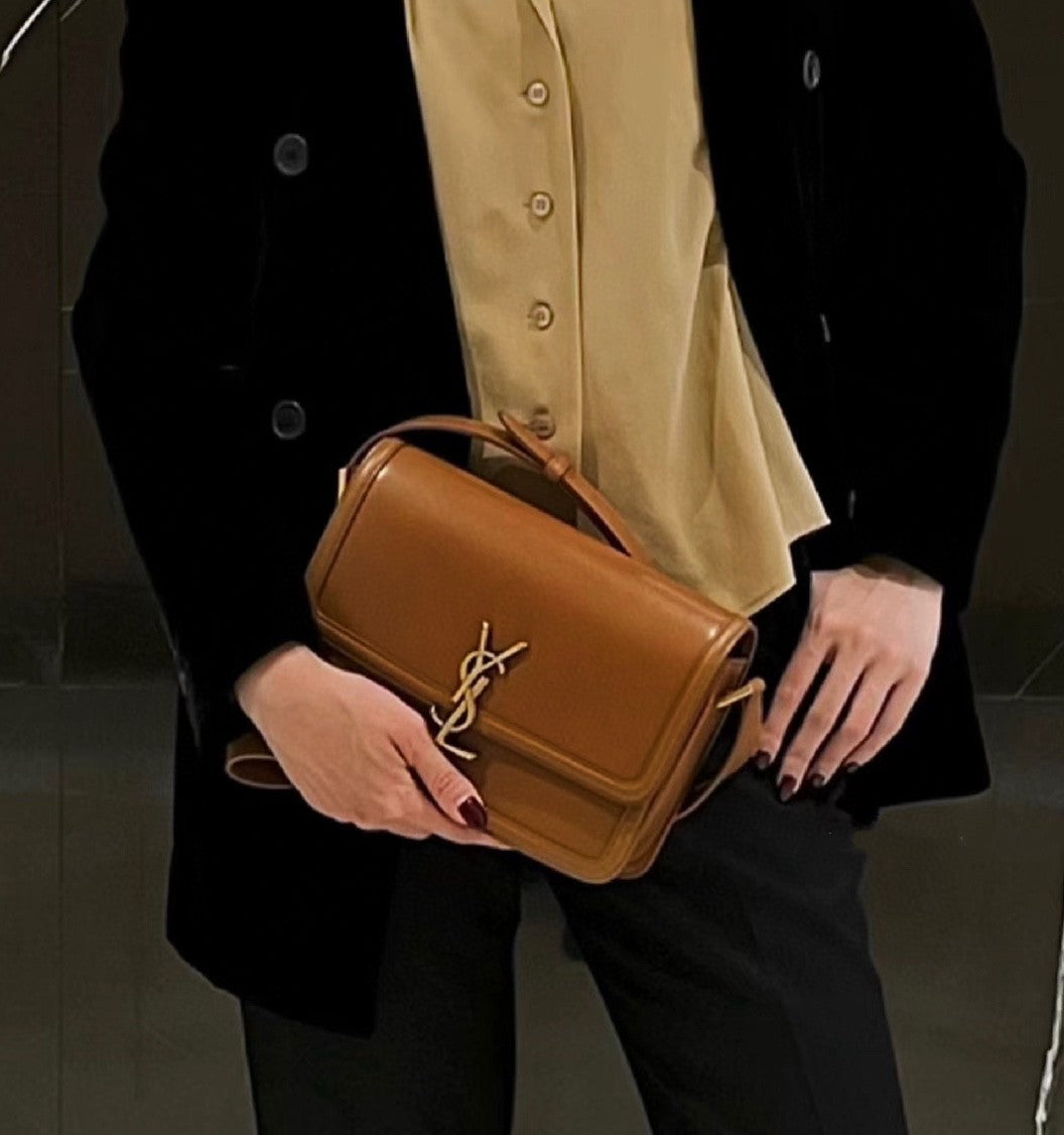 聖Y羅-BOX SAINT LAURENT 豆腐包 小號 焦糖色