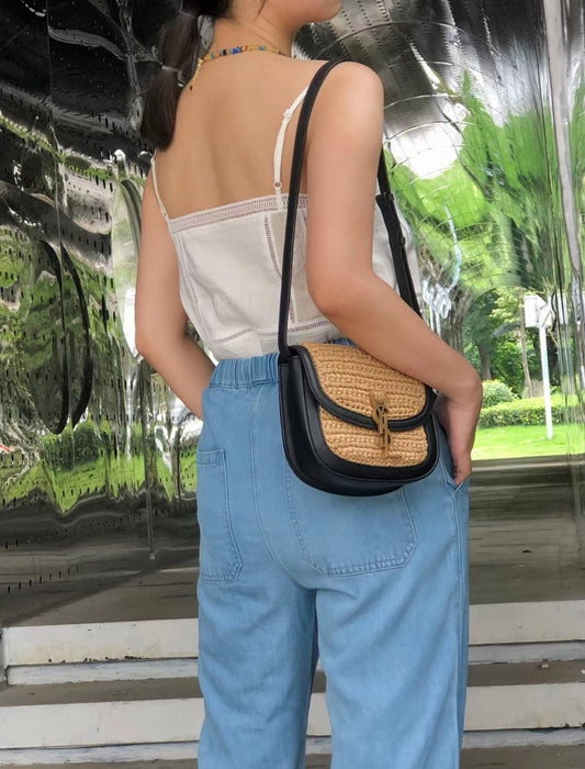 聖Y羅-Kaia Small 馬鞍包 草編系列