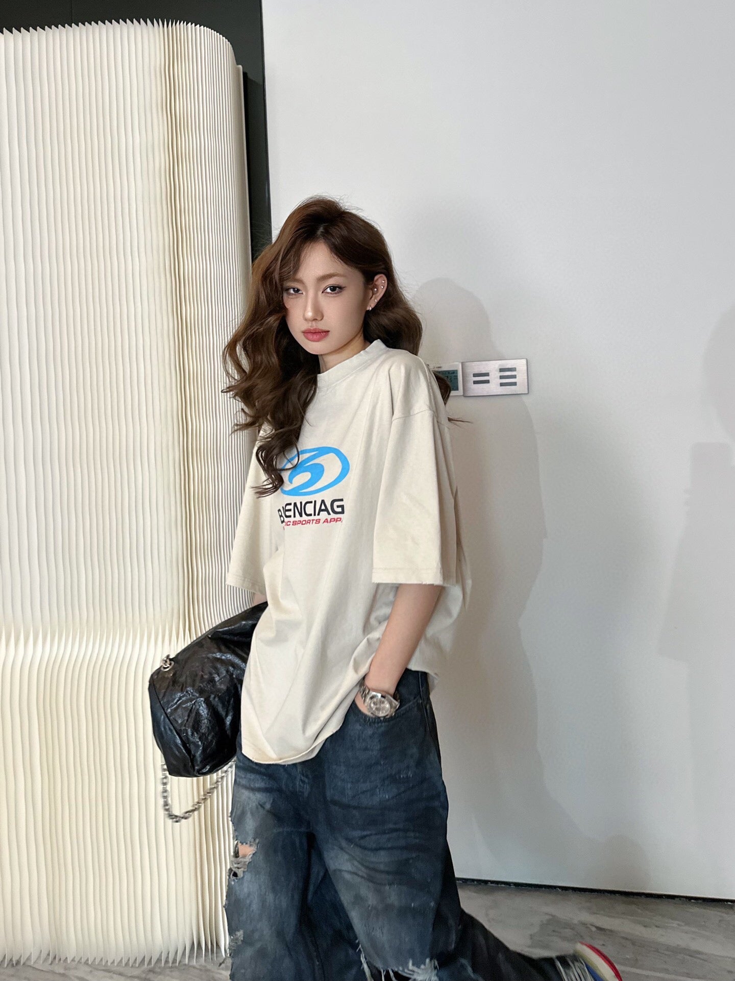 巴黎世-2403 SURFER MAXI 寬鬆棉短袖Tee 杏色