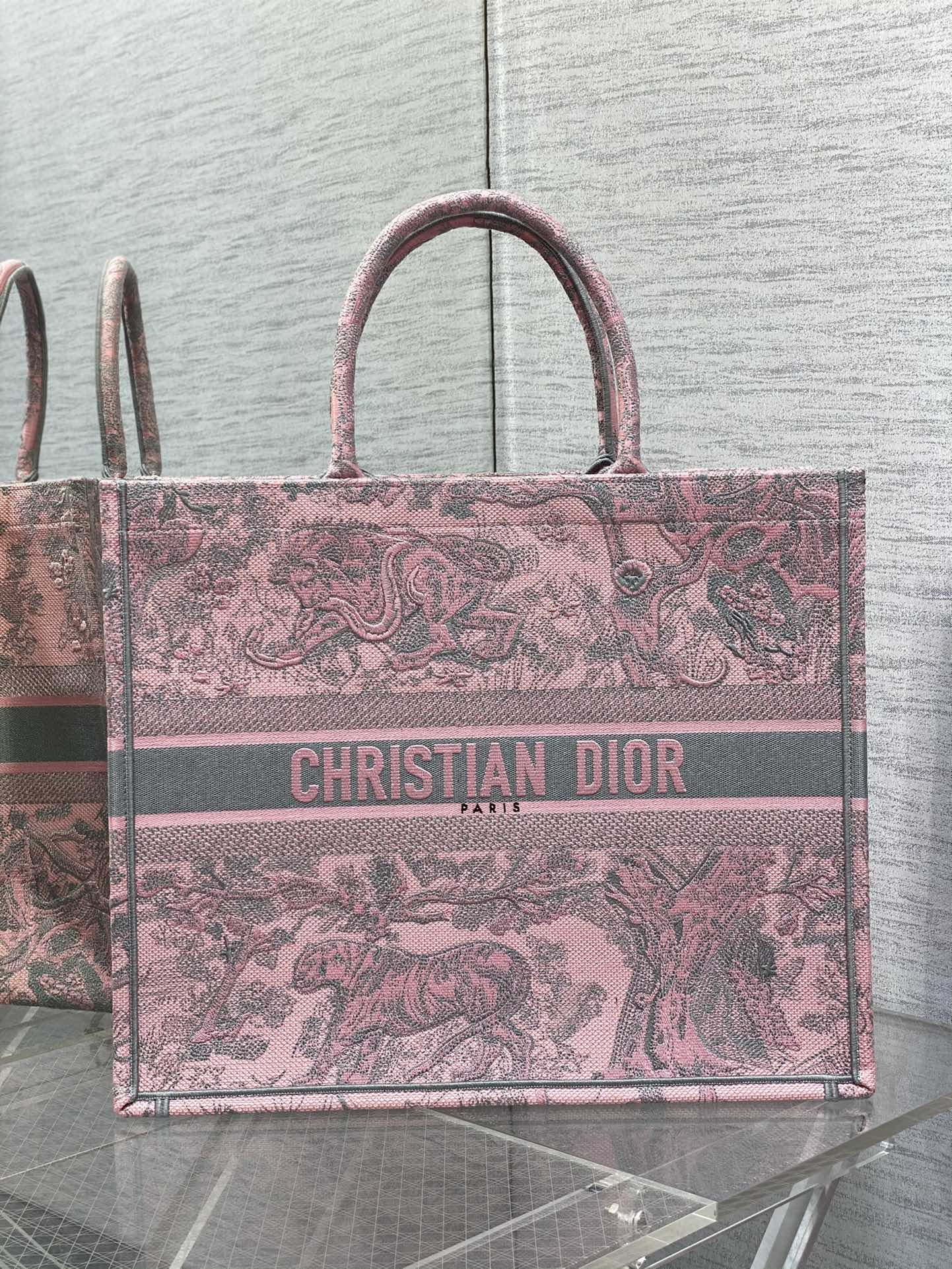 迪D家-Book Tote 2023春夏系列 動物園茹伊灰粉 大號