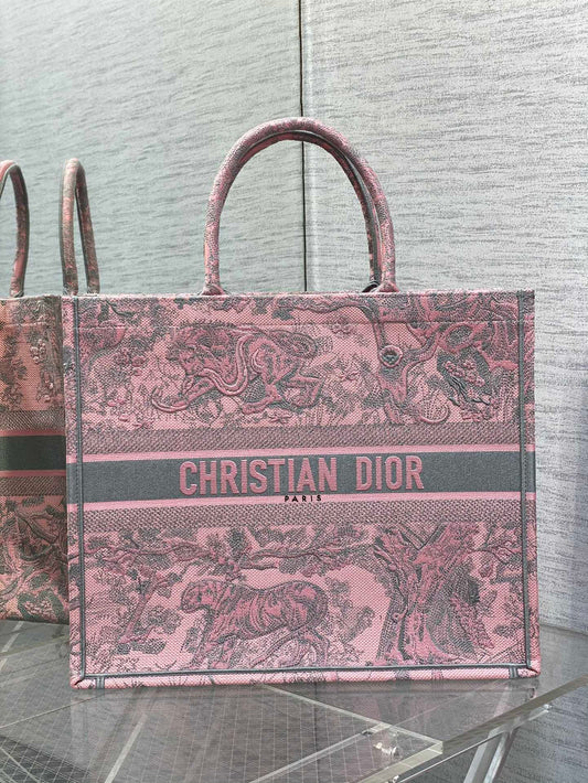 迪D家-Book Tote 2023春夏系列 動物園茹伊灰粉 大號