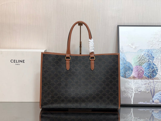 賽C家-CELINE TRIOMPHE 帆布小牛皮托特包 大號