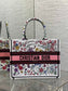 迪D家-Book Tote 2023春夏系列 浪漫花刺繡粉色 中號