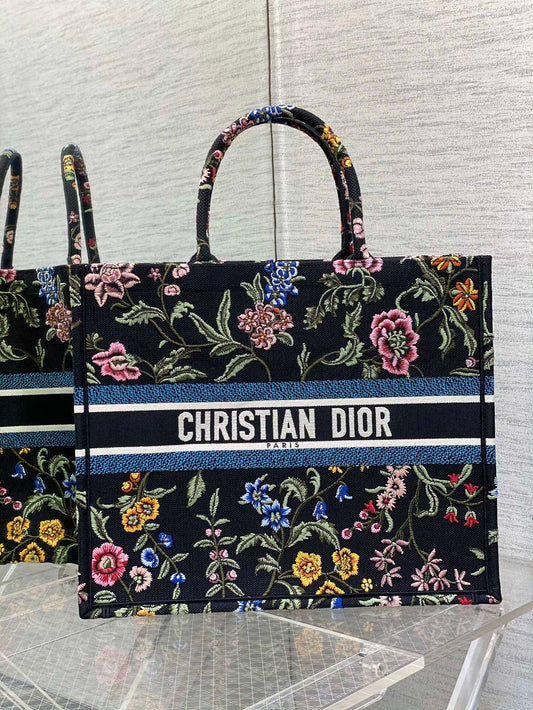 迪D家 Book Tote 刺繡字母黑色 大號41.5cm