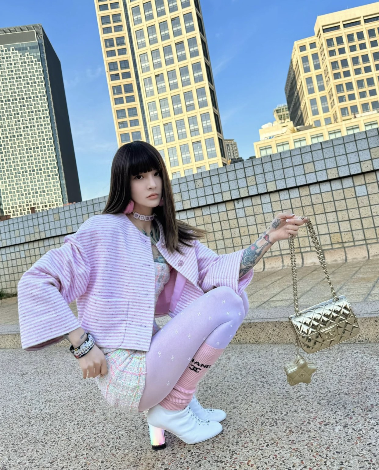小香家-早春系列 24c CF星星口蓋包 金色