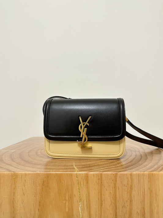 聖Y羅-BOX SAINT LAURENT 豆腐包 小號 黑拚杏色