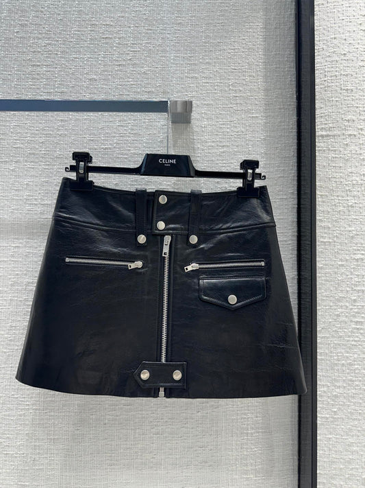 賽C家-2404 24春夏新款 龐克風小羊皮半裙