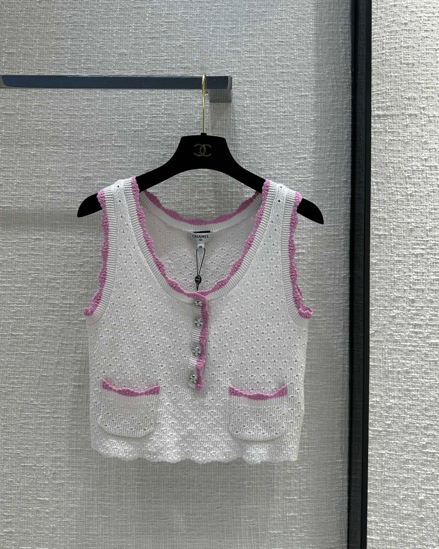 小香風-2403 24新品粉邊針織小背心