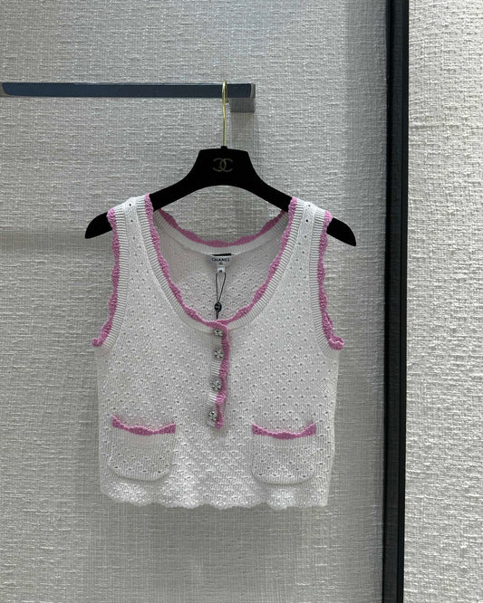 小香風-2403 24新品粉邊針織小背心