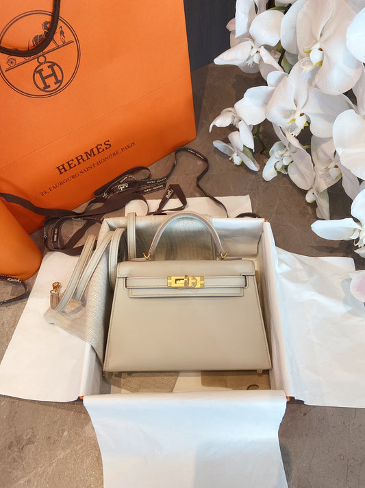小愛款-Kelly mini 19 Swift 珍珠灰 金扣