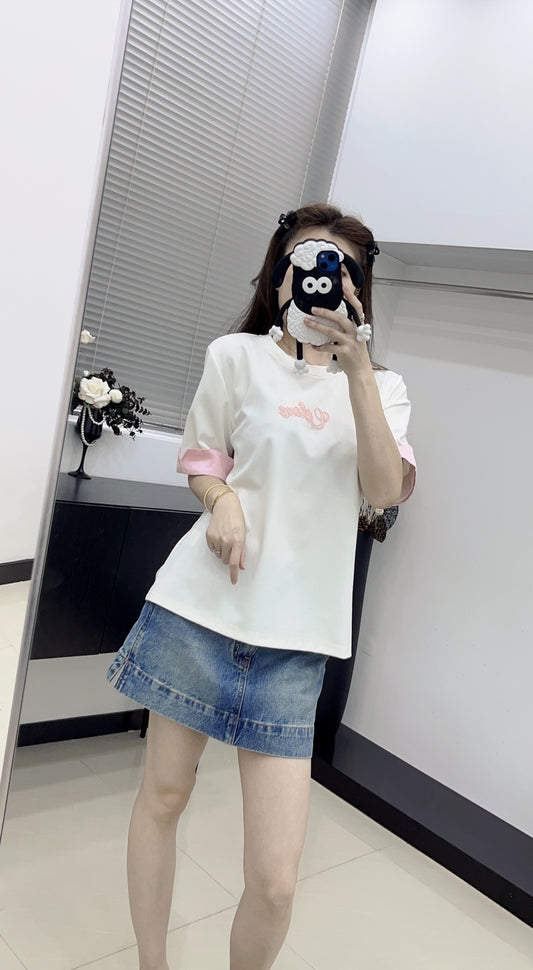 賽C家-2404 24新款甜美系撞色TEE 白色