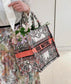 迪D家-2024春夏系列 Book Tote 太陽刺繡 白粉色 中號