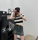 迪D家-2403 24早春最新撞色條紋針織短袖