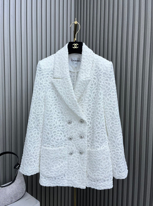 小香家-2403 24新品上架重工珠片繡花外套 白色