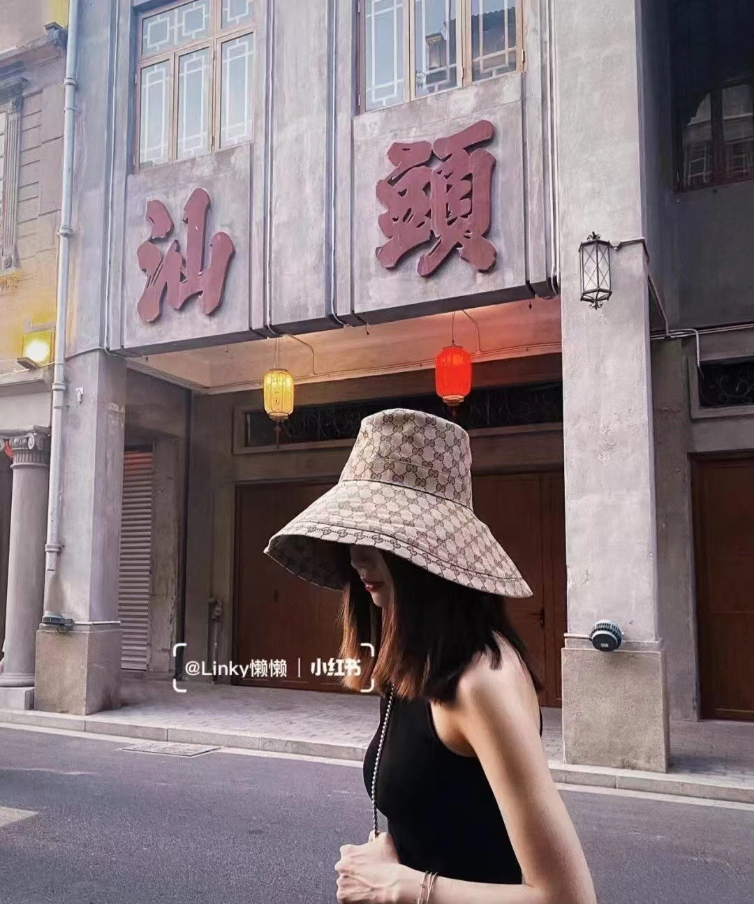 古G家-LOGO漁夫帽 棕色