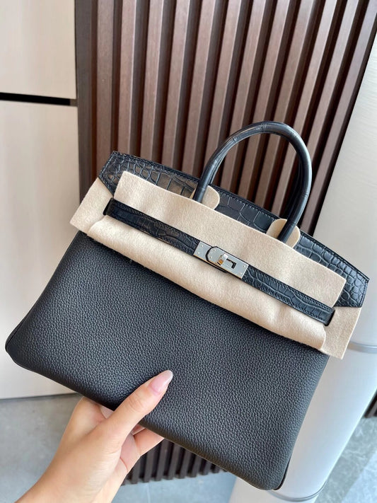 小愛款-Birkin 25 Touch Togo 方塊鱷魚 銀扣