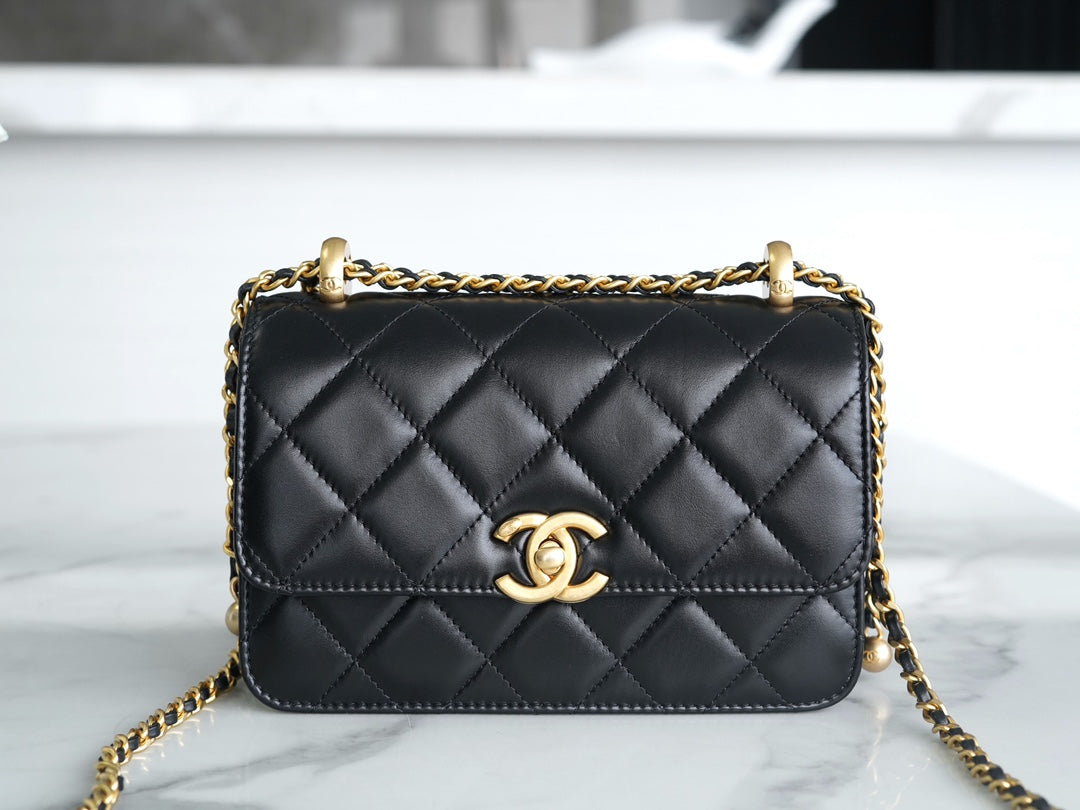 小香家-Chanel 24c雙金球 CF Mini19 黑色