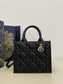 熱銷款 迪D家-2024春夏系列 Book Tote  菱格紋牛皮 黑色 小號