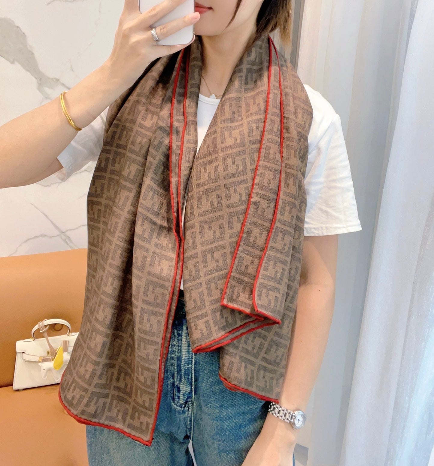 芬F家-2024經典老花披肩 140*140