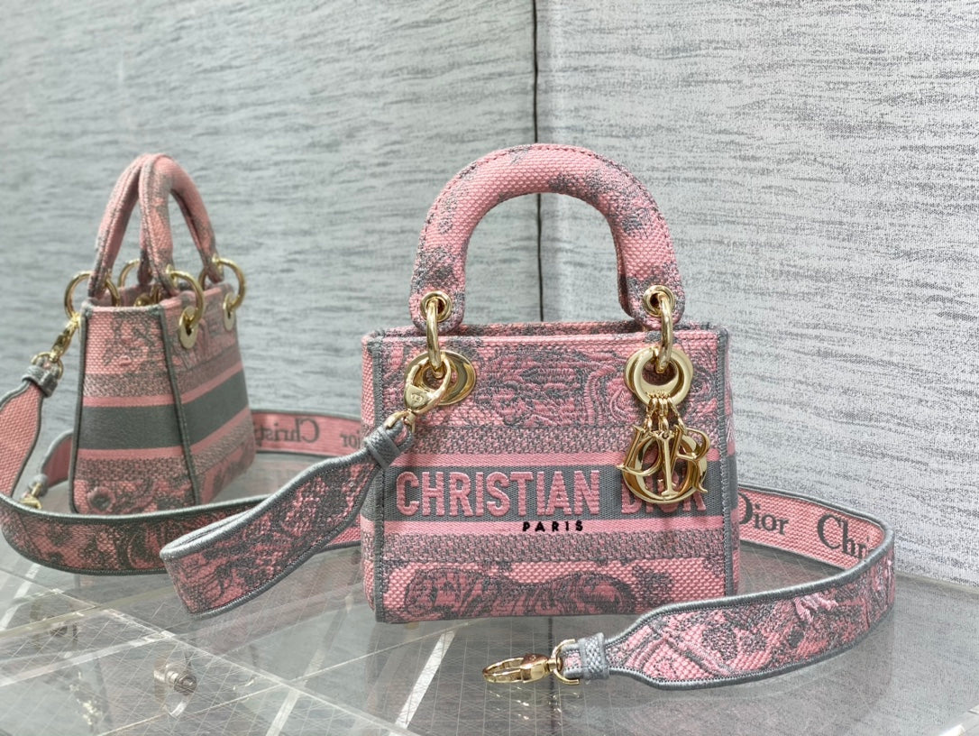 迪D家-Lady Sauvage茹伊印花刺繡系列 粉灰色 Mini