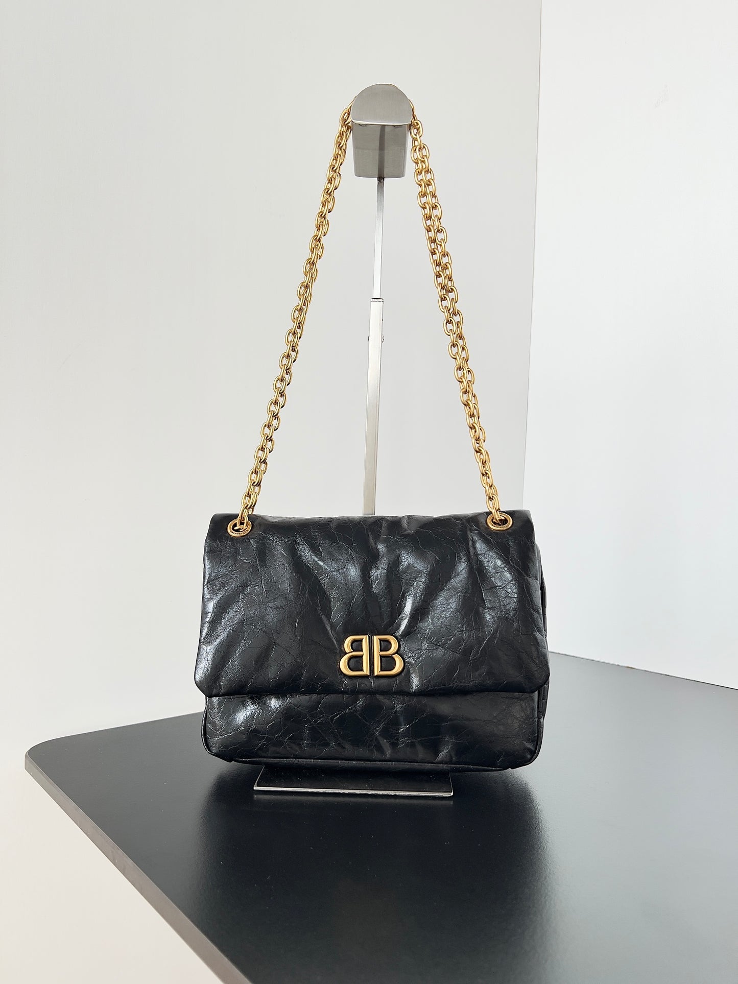 巴黎世-Monaco鏈條包-迷你24.8cm 黑金扣