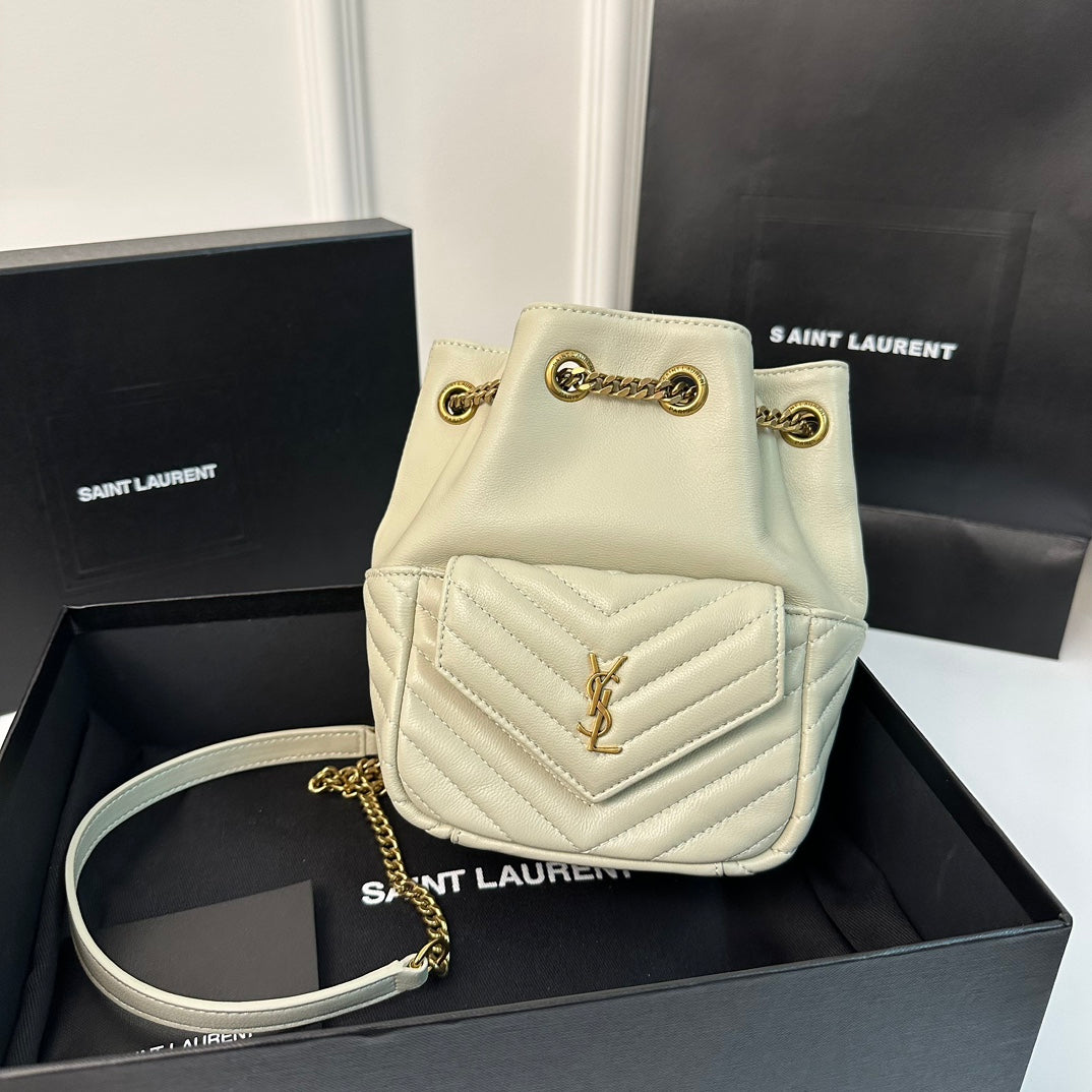 聖Y羅-Joe Backpack 絎縫雙肩包 白色金扣 Mini