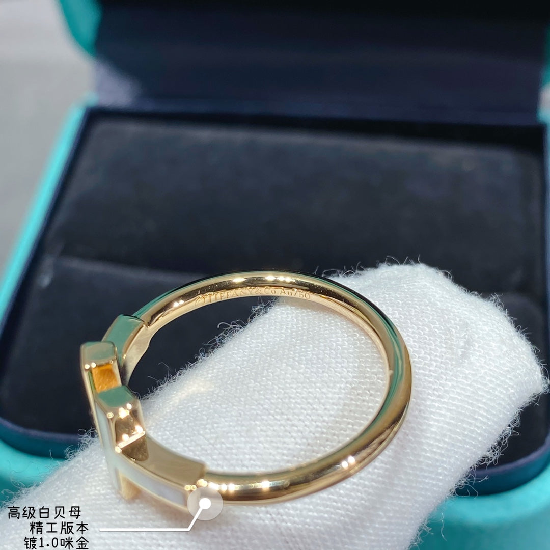 Tiffany-26雙T貝母戒指