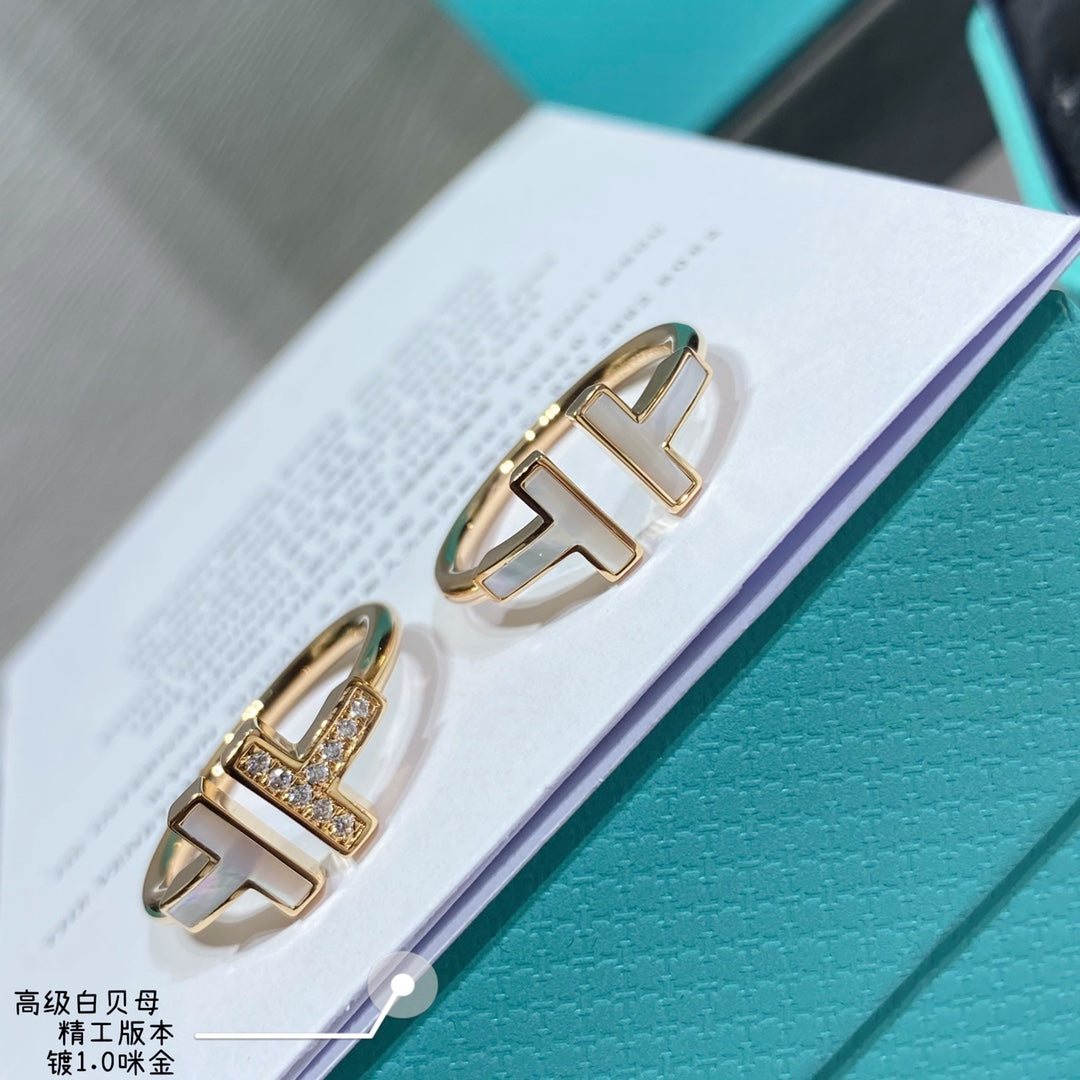 Tiffany-26雙T貝母戒指