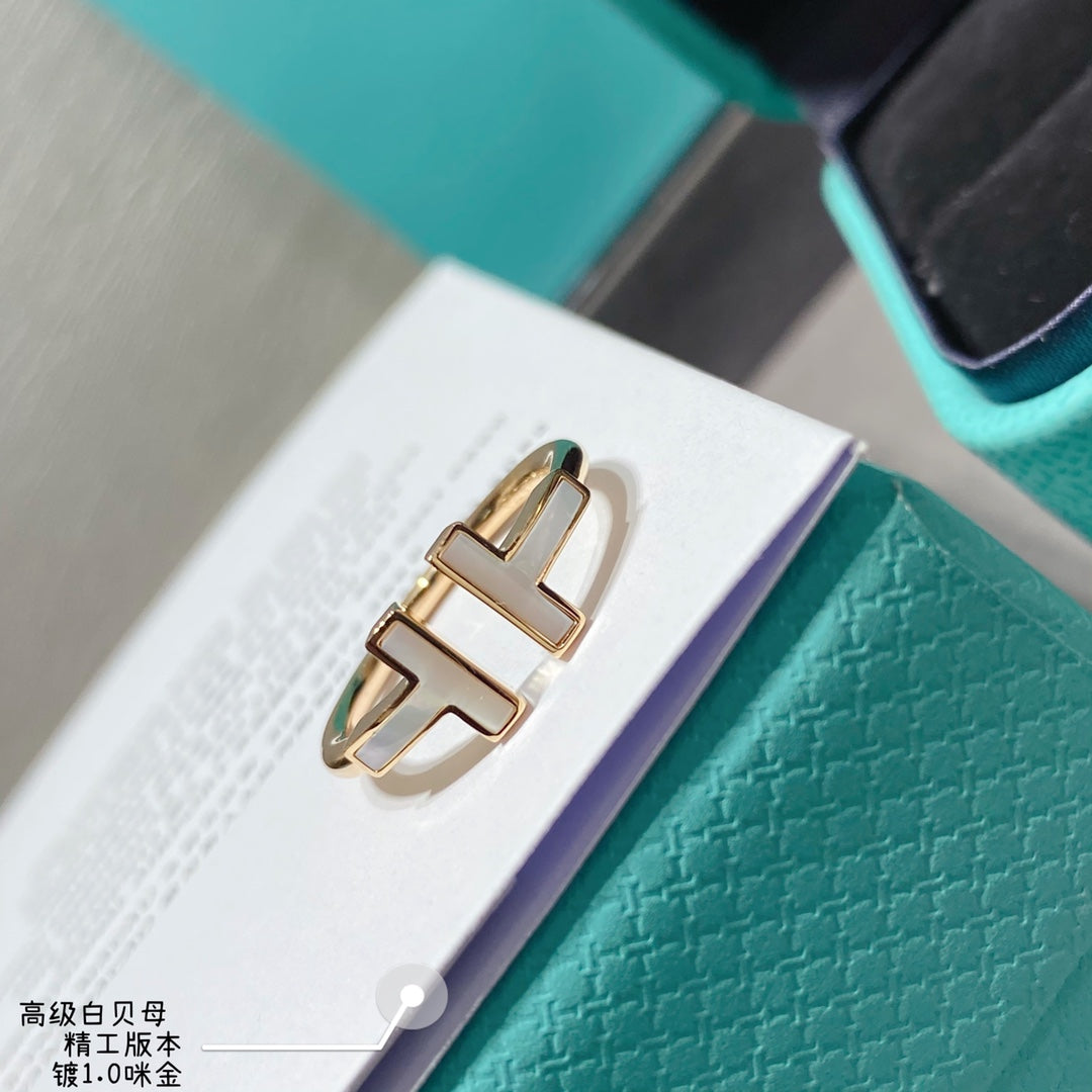 Tiffany-26雙T貝母戒指
