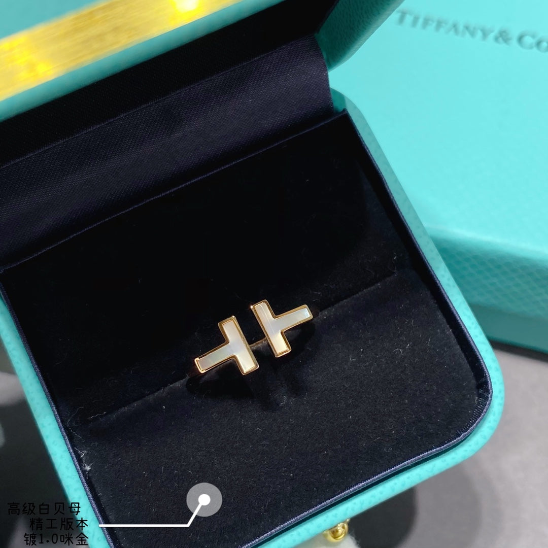 Tiffany-26雙T貝母戒指