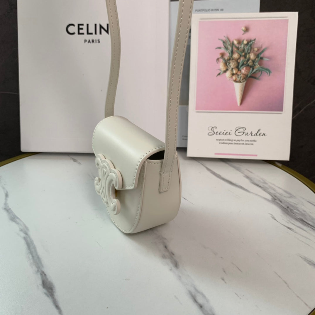 賽C家-Cuir Besace 馬鞍包 MINI 白色
