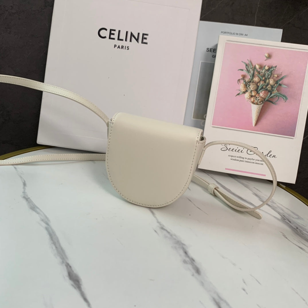 賽C家-Cuir Besace 馬鞍包 MINI 白色