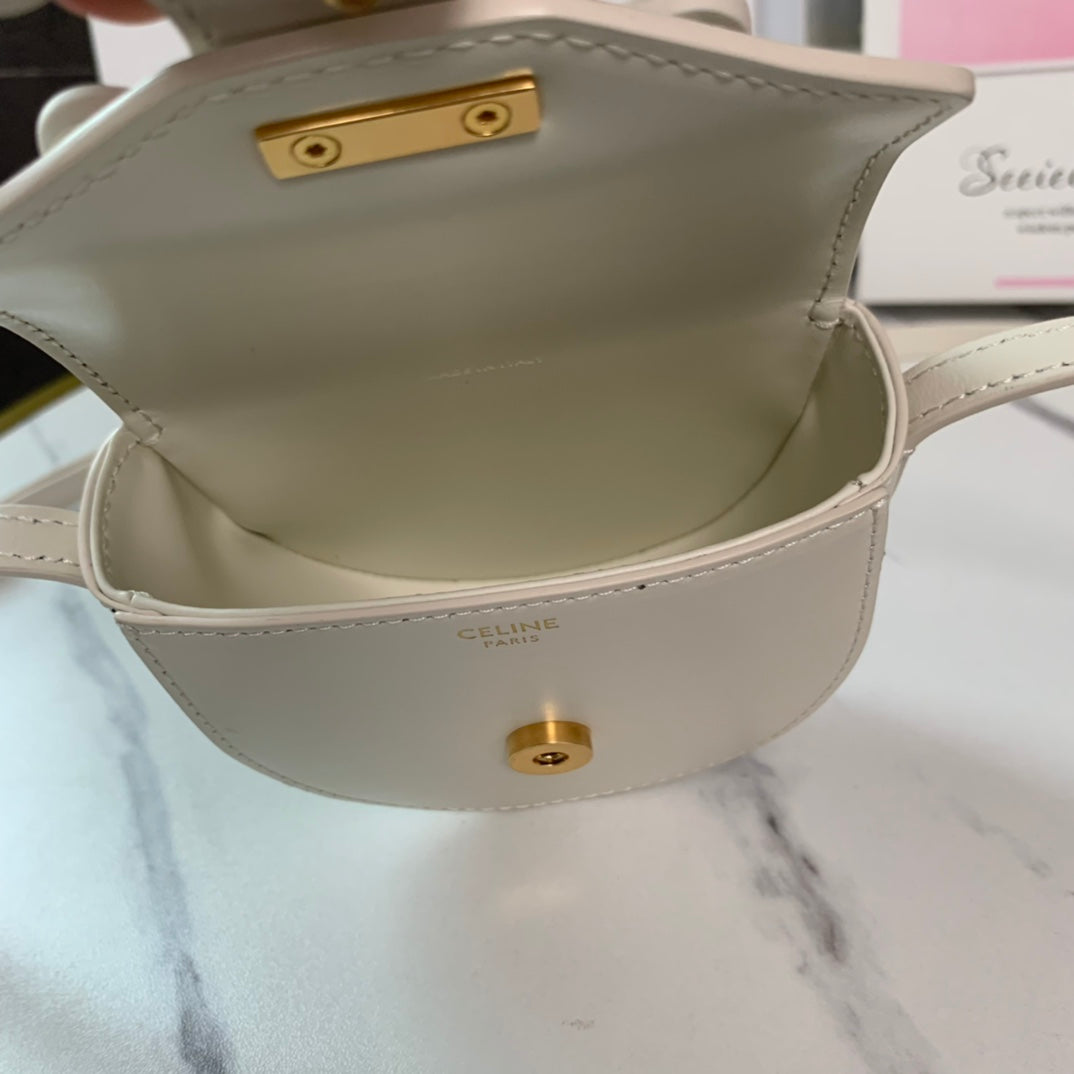 賽C家-Cuir Besace 馬鞍包 MINI 白色