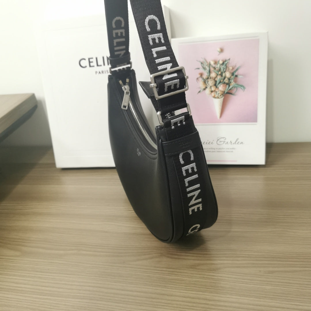 賽C家-單肩包 帆布LOGO肩帶 黑色