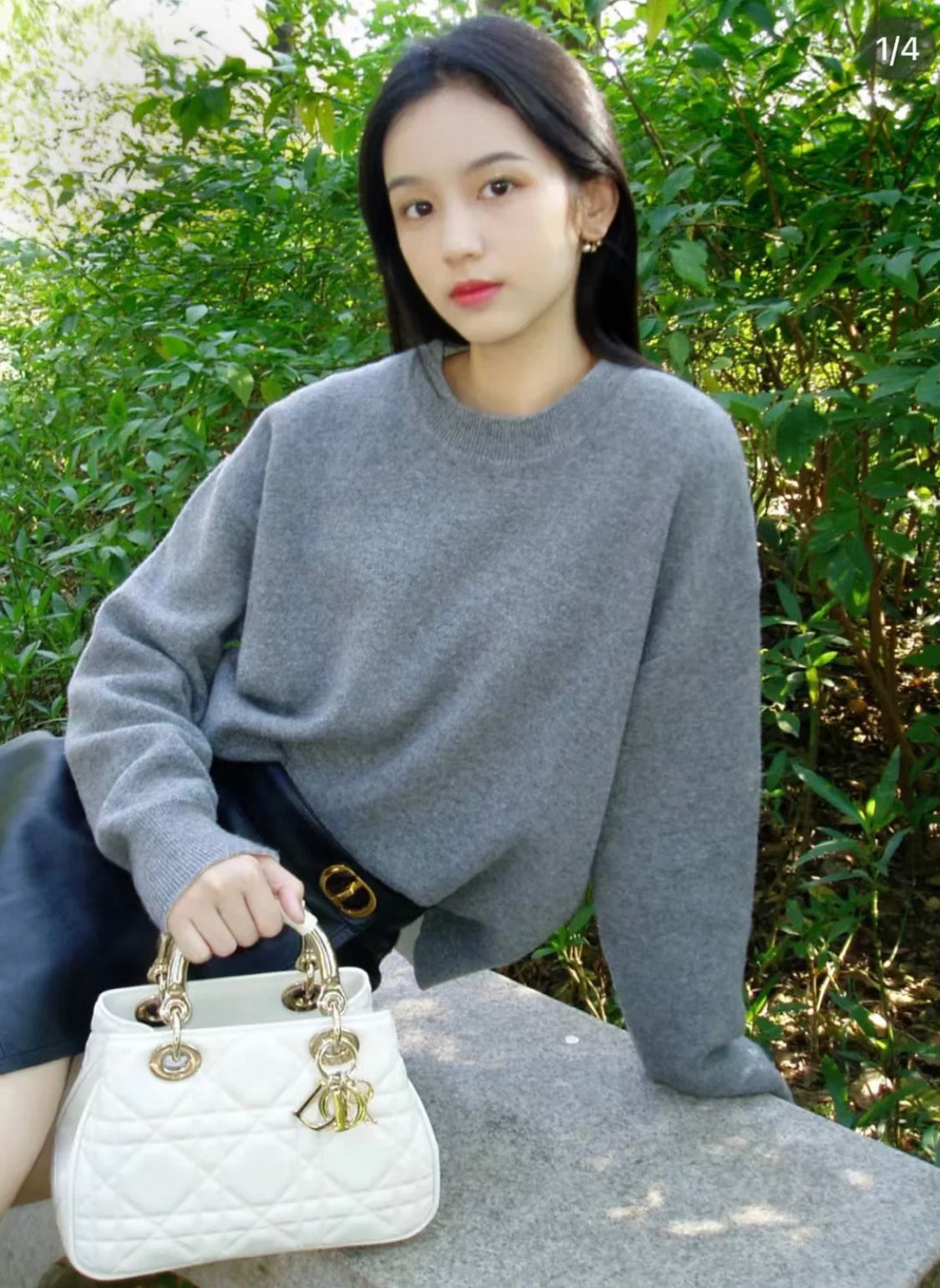 迪D家-95·22 手提包 小號 白色金扣