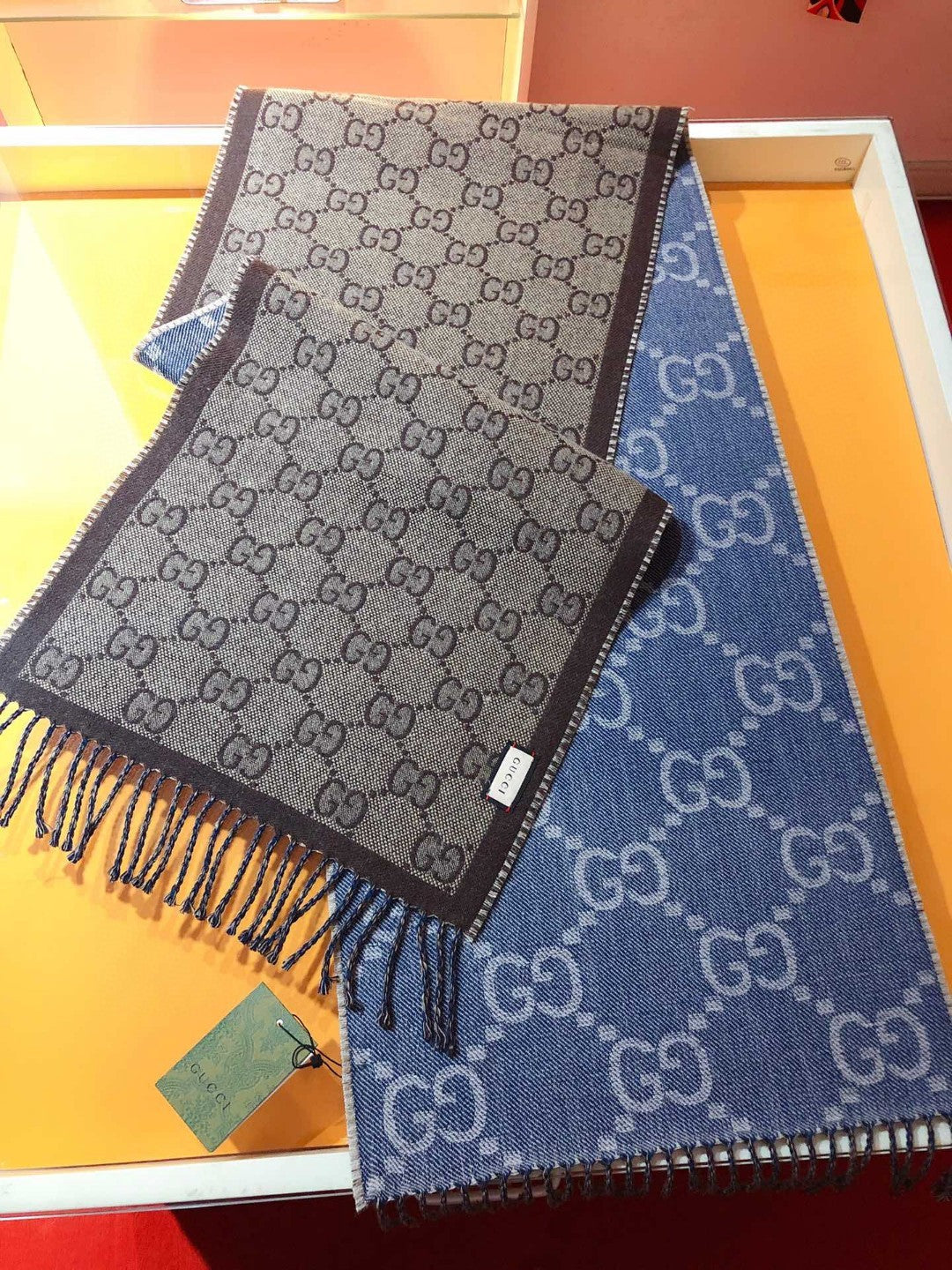 古G家-雙面GG提花 34*194cm 流蘇長巾