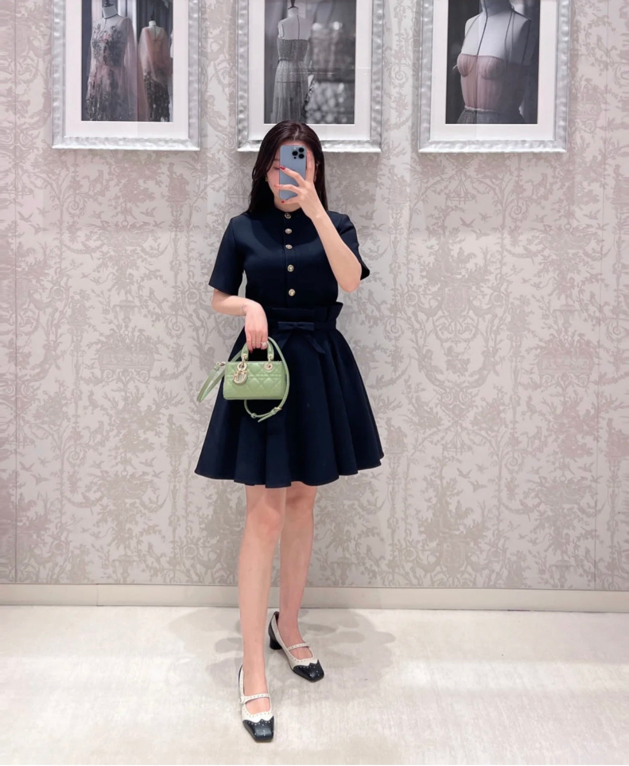 迪D家-LadyJoy羊皮金扣 mini 綠色