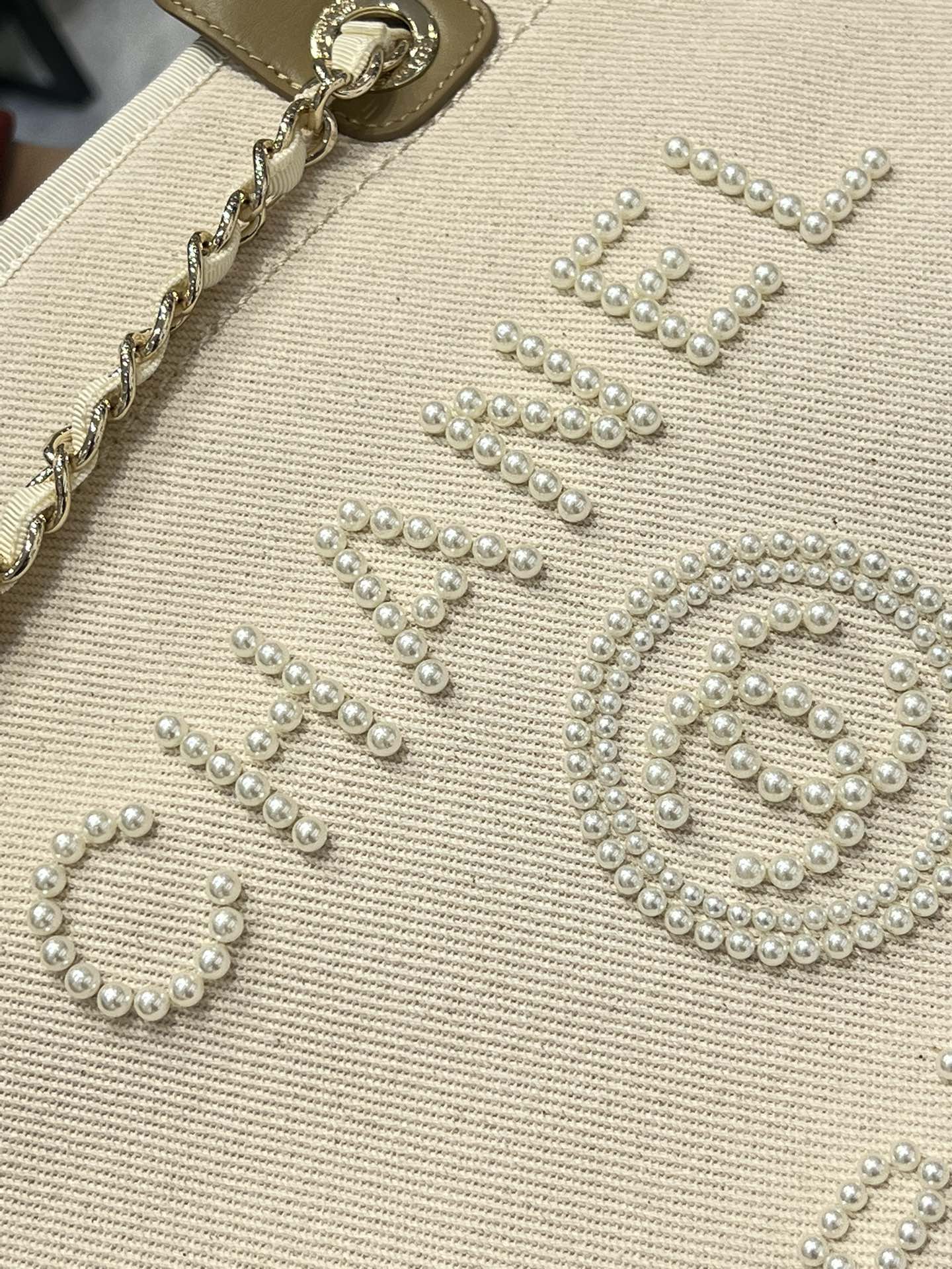 小香家-珍珠刺繡沙灘包白色