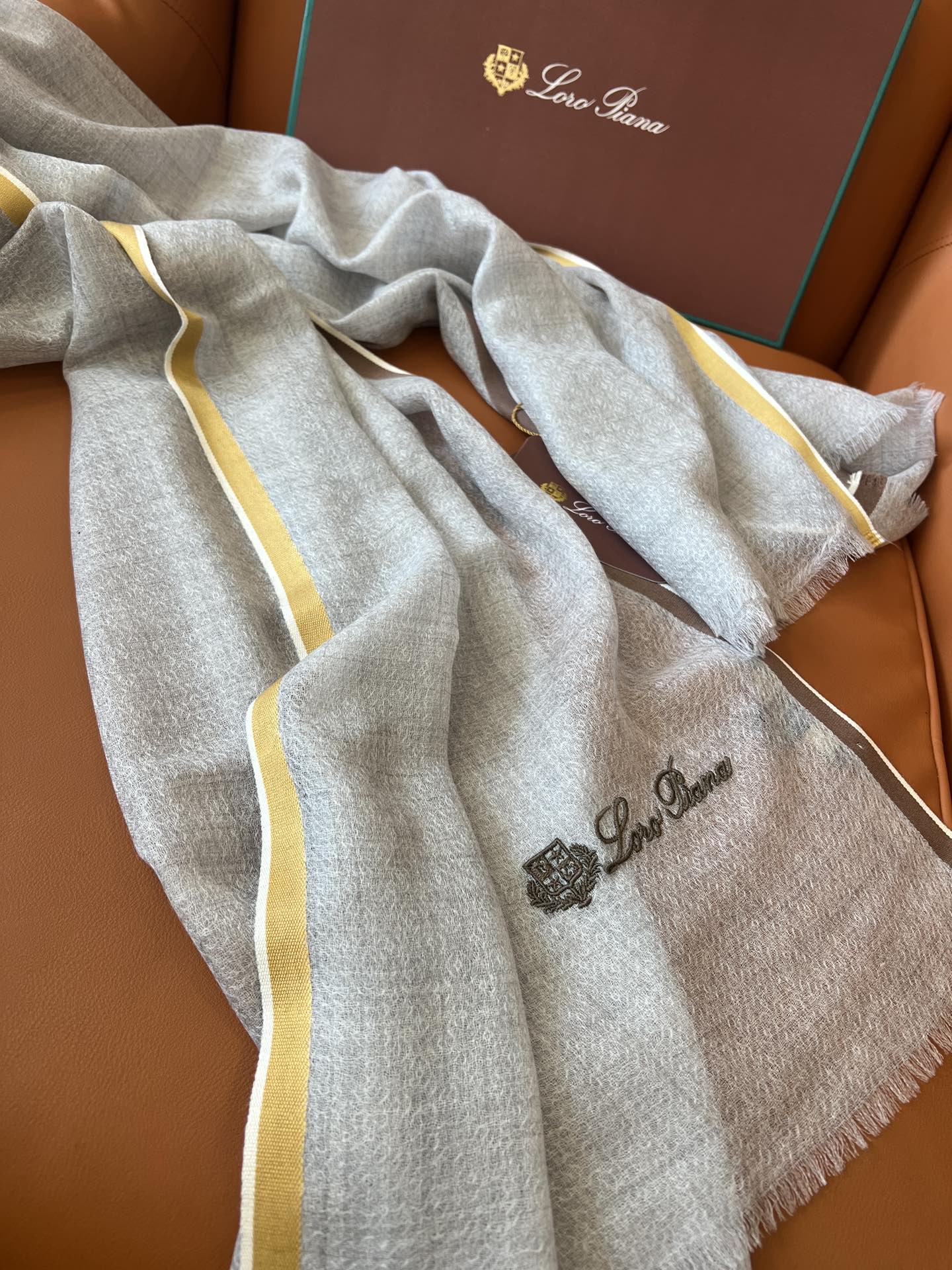 L-Piana-山羊絨圍巾210*95-淺灰色