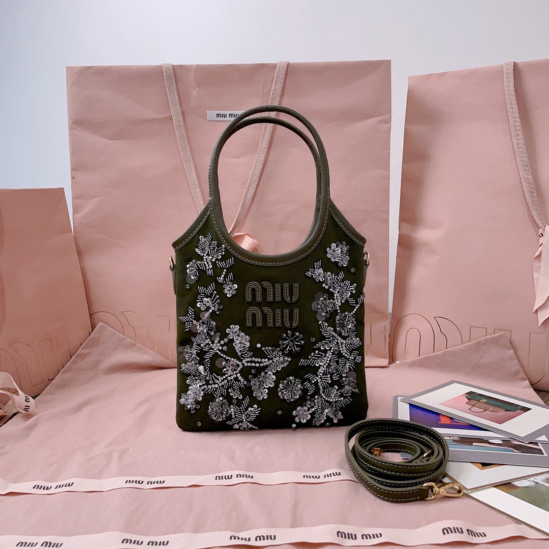 穆M家-5BA281 釘珠刺繡ivy包 黑色