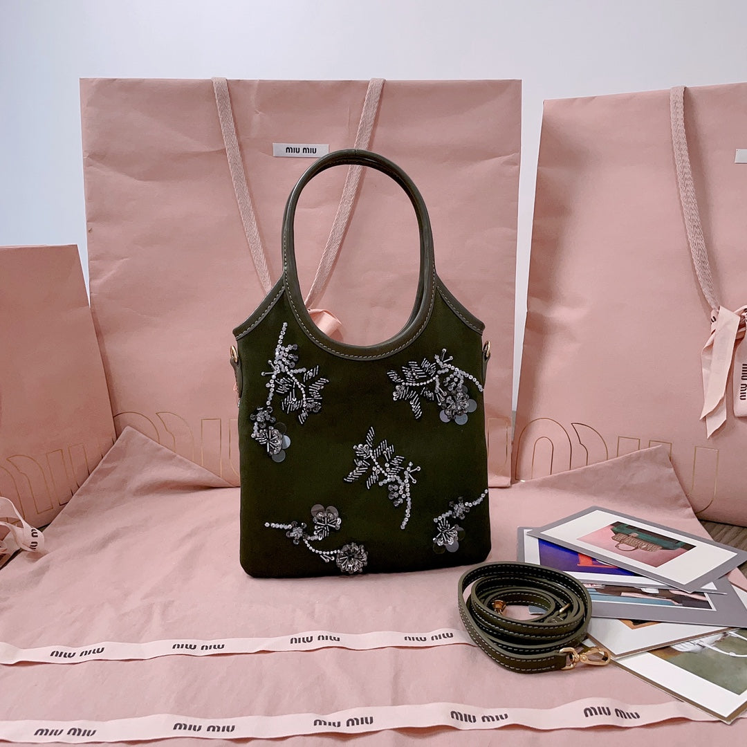 穆M家-5BA281 釘珠刺繡ivy包 黑色