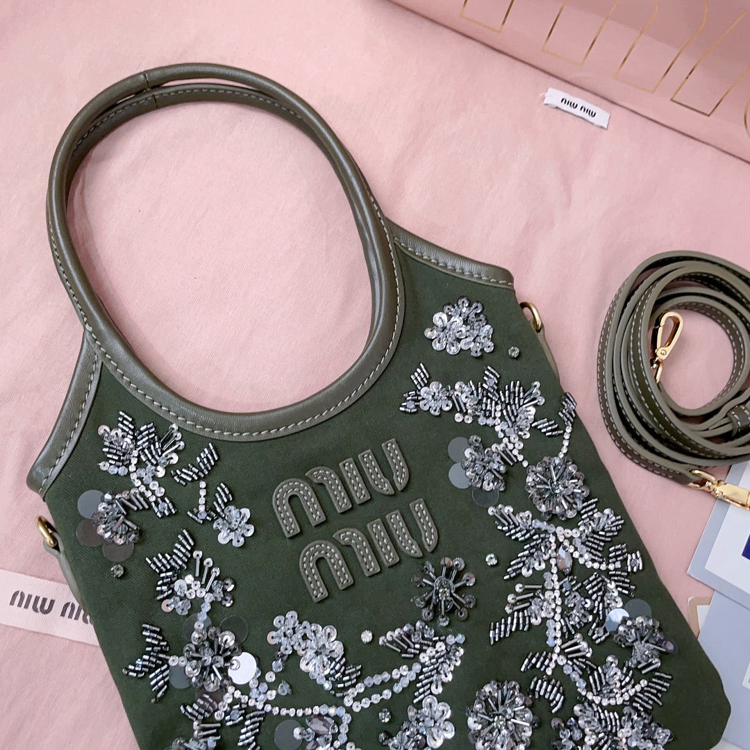 穆M家-5BA281 釘珠刺繡ivy包 黑色