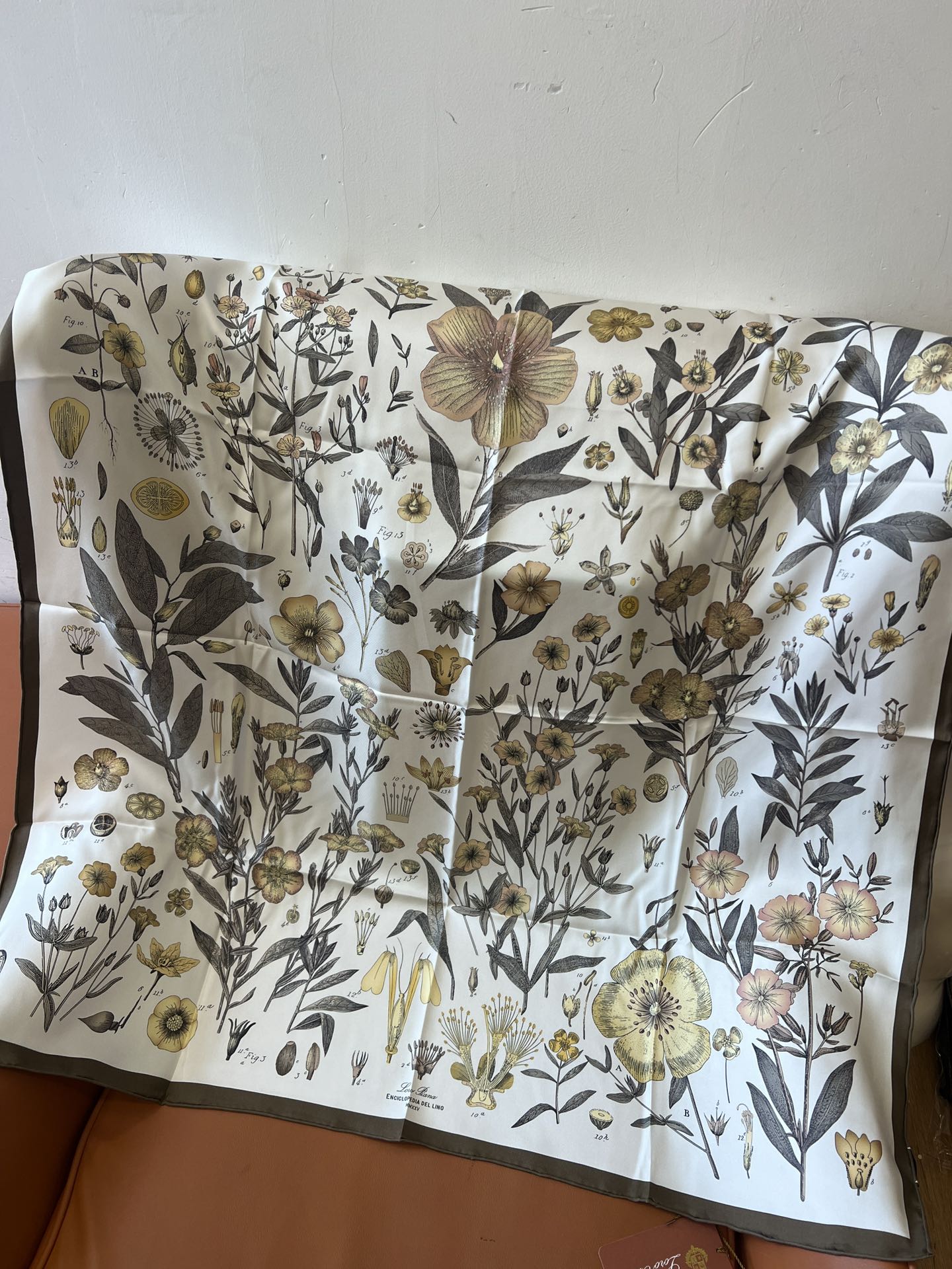 L-Piana-真絲方巾 90x90cm 復古粉/深鼠尾草綠